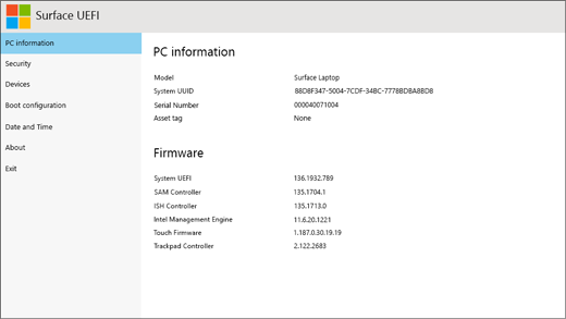 Surface UEFI